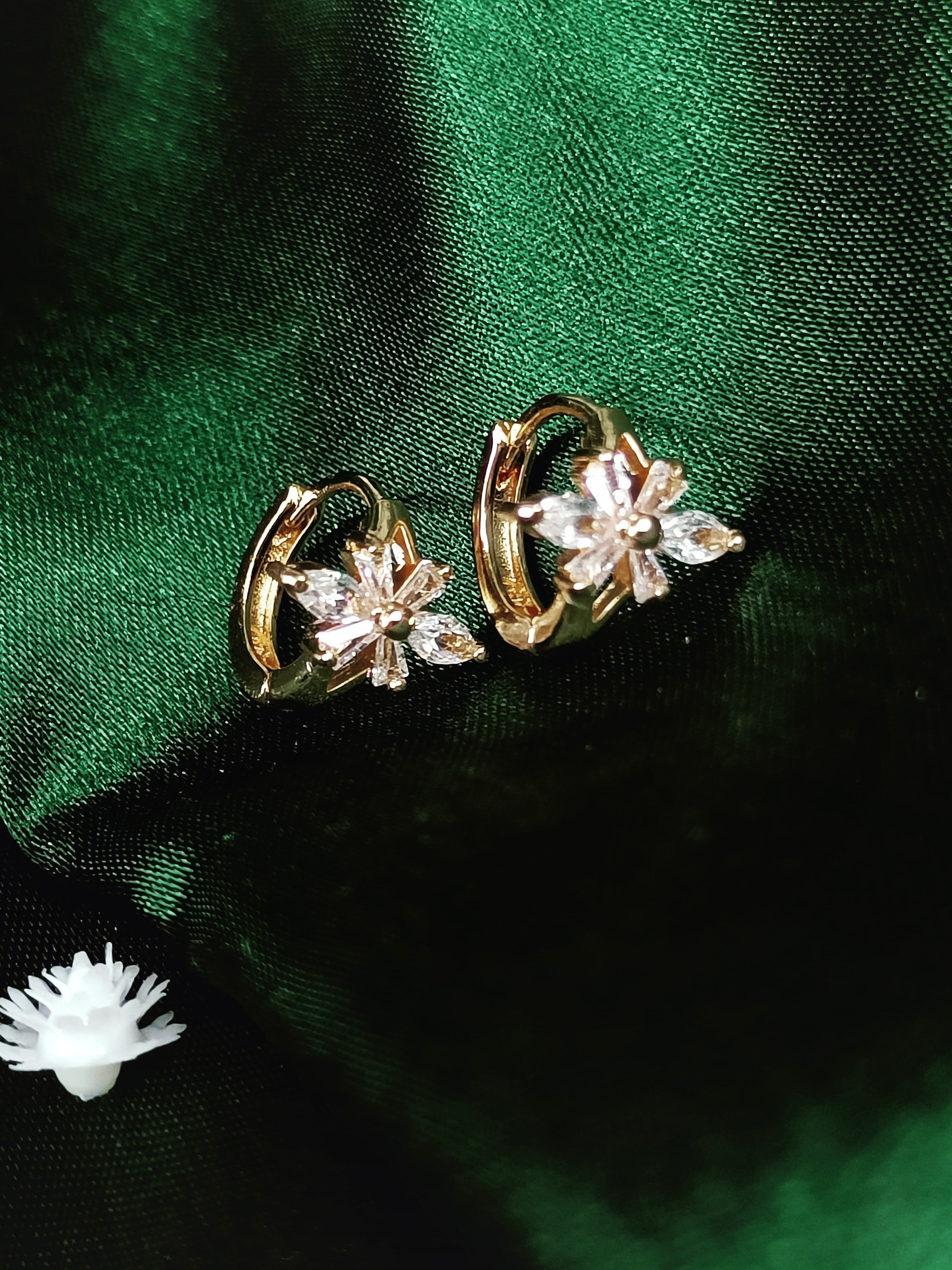 Shimmering Leaves - Rose Gold CZ Leaf Studs