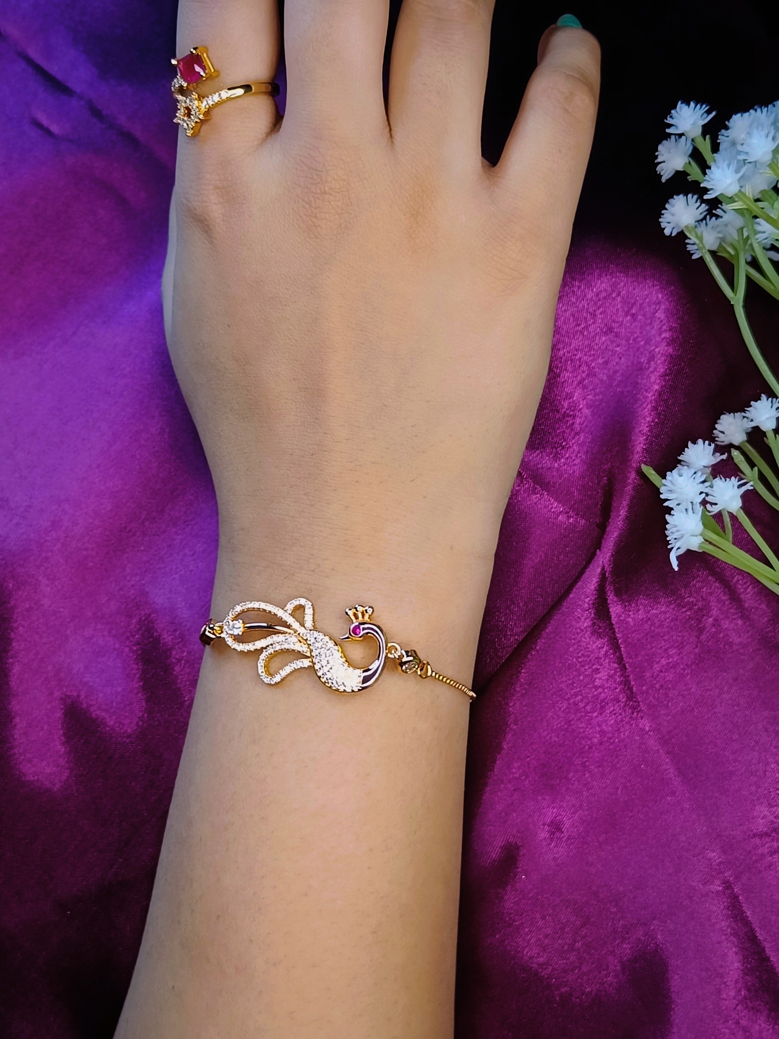 Royal Peacock - Rose Gold Antique Rose Gold CZ Bracelet