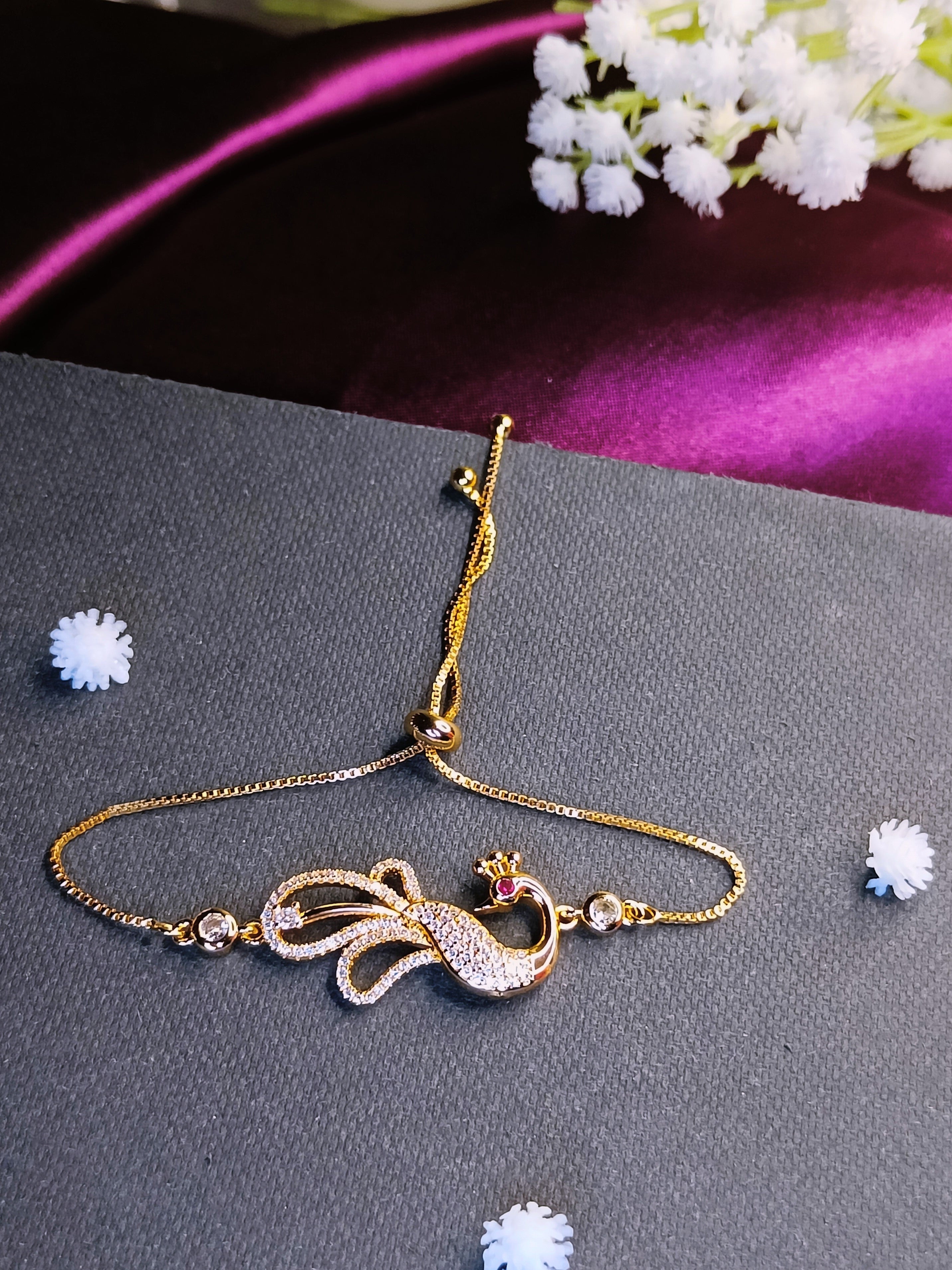 Royal Peacock - Rose Gold Antique Rose Gold CZ Bracelet