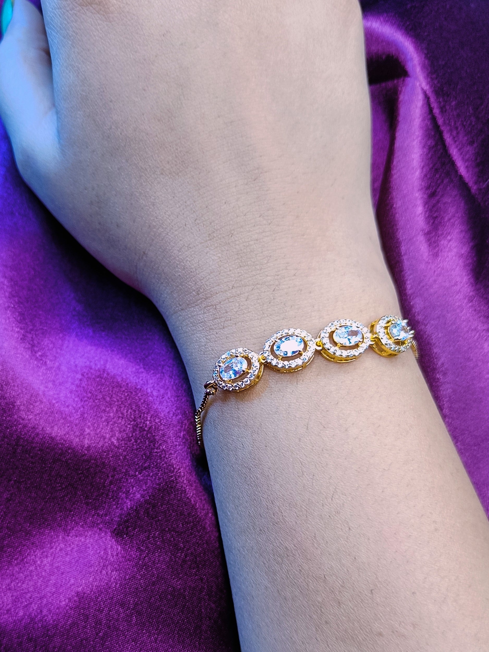 Starlit Symphony - Rose Gold CZ Oval Shaped Bracelet