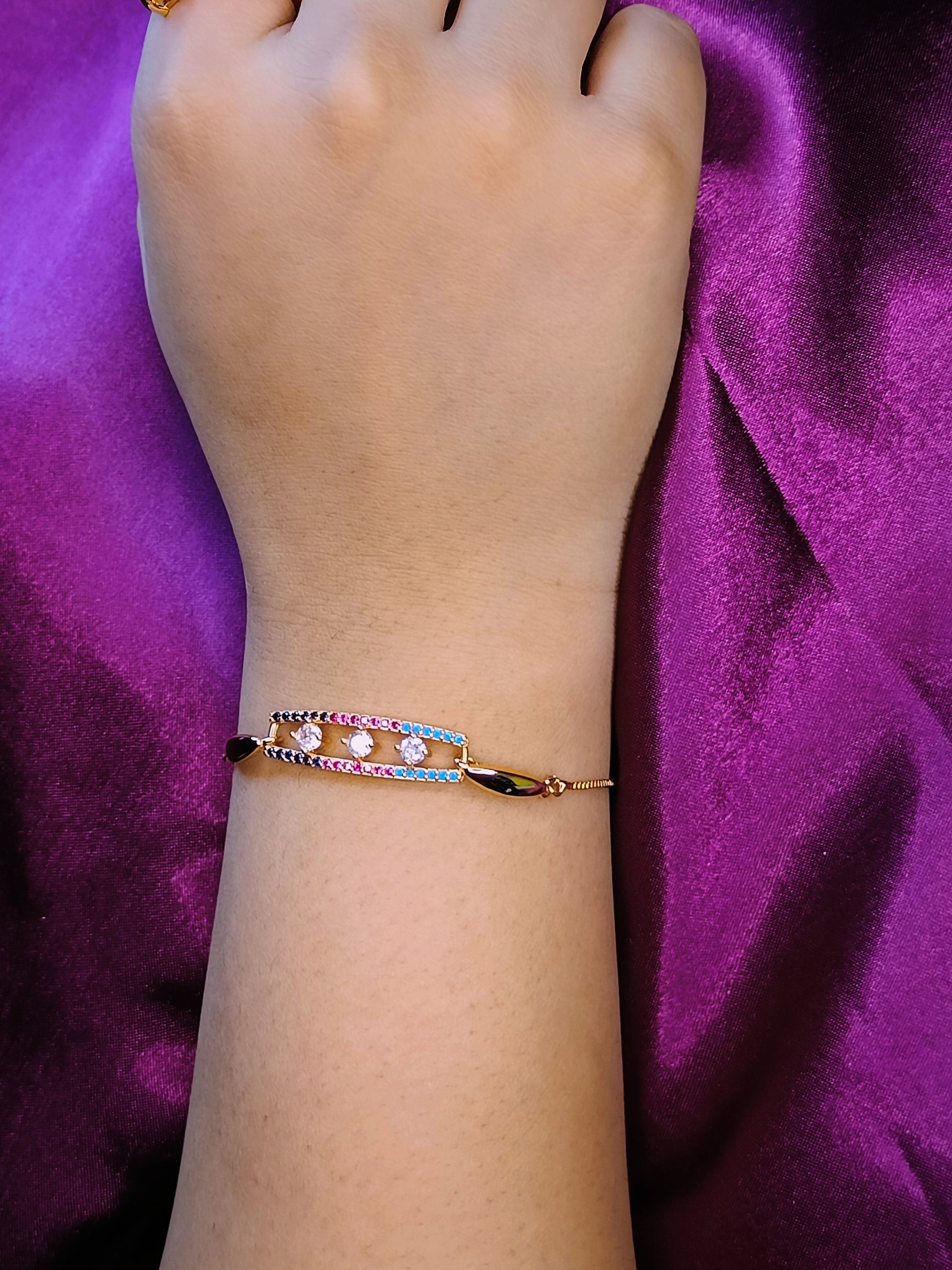 Eternal Elegance - Rose Gold & Multi Color CZ Bracelet