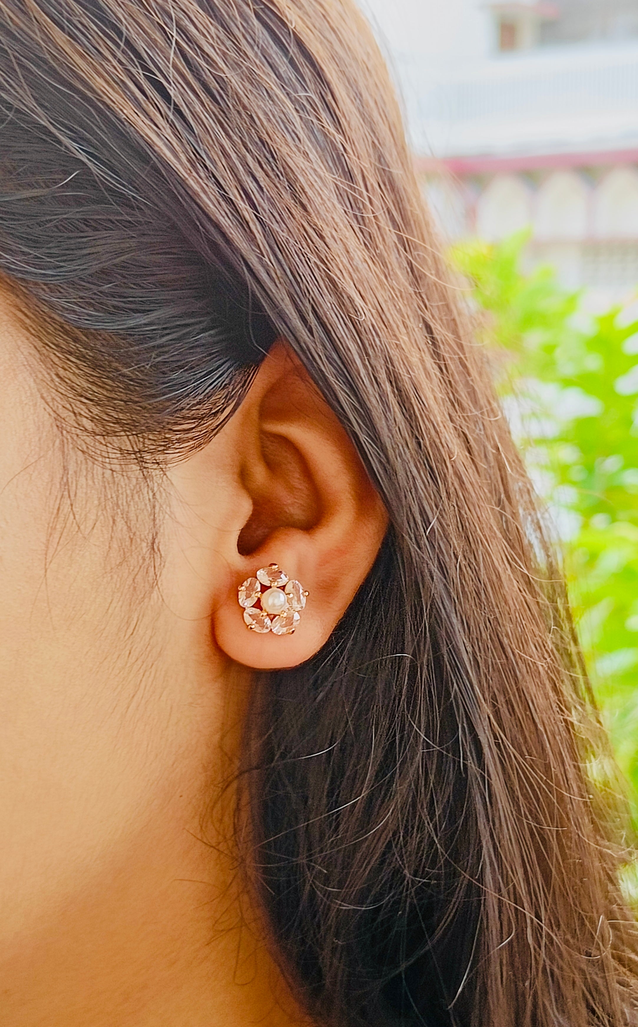 Cherry Blossom Glow - Rose Gold CZ Flower Studs