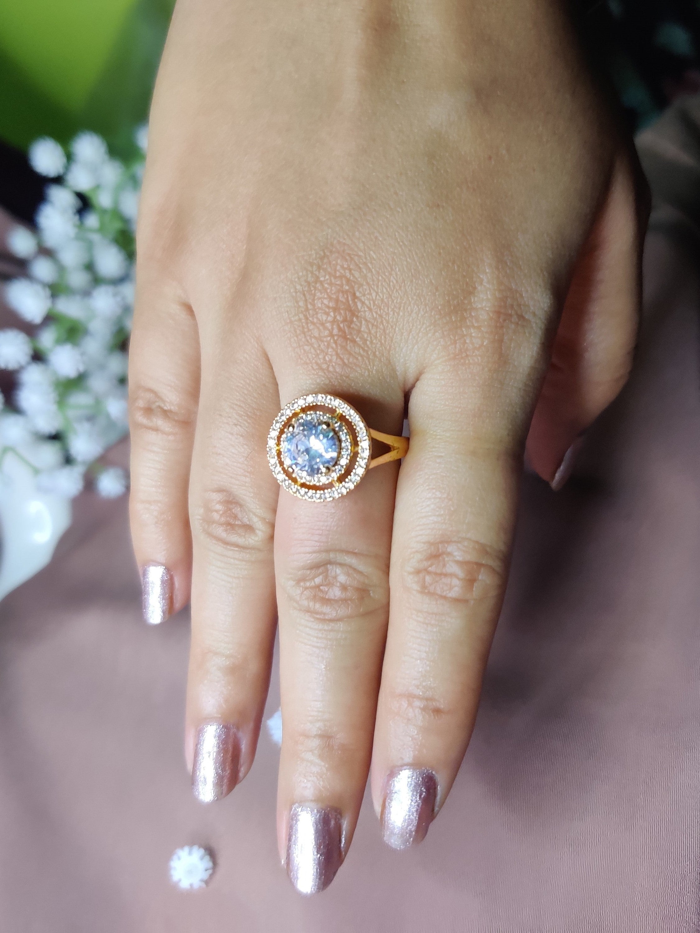 Luminous Aura - Rose Gold Stone CZ Promise Ring