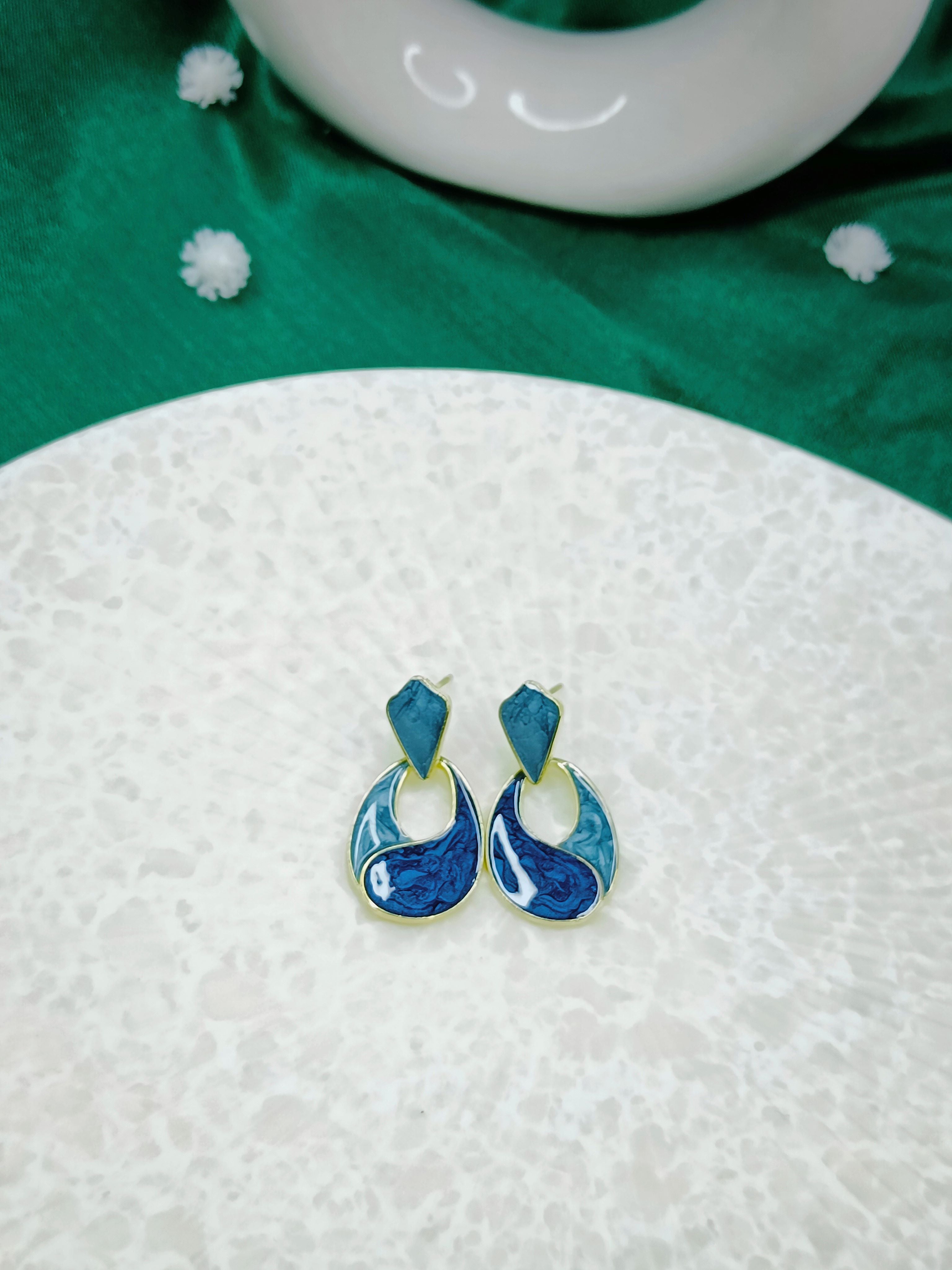 Deep Blue Oval Earrings
