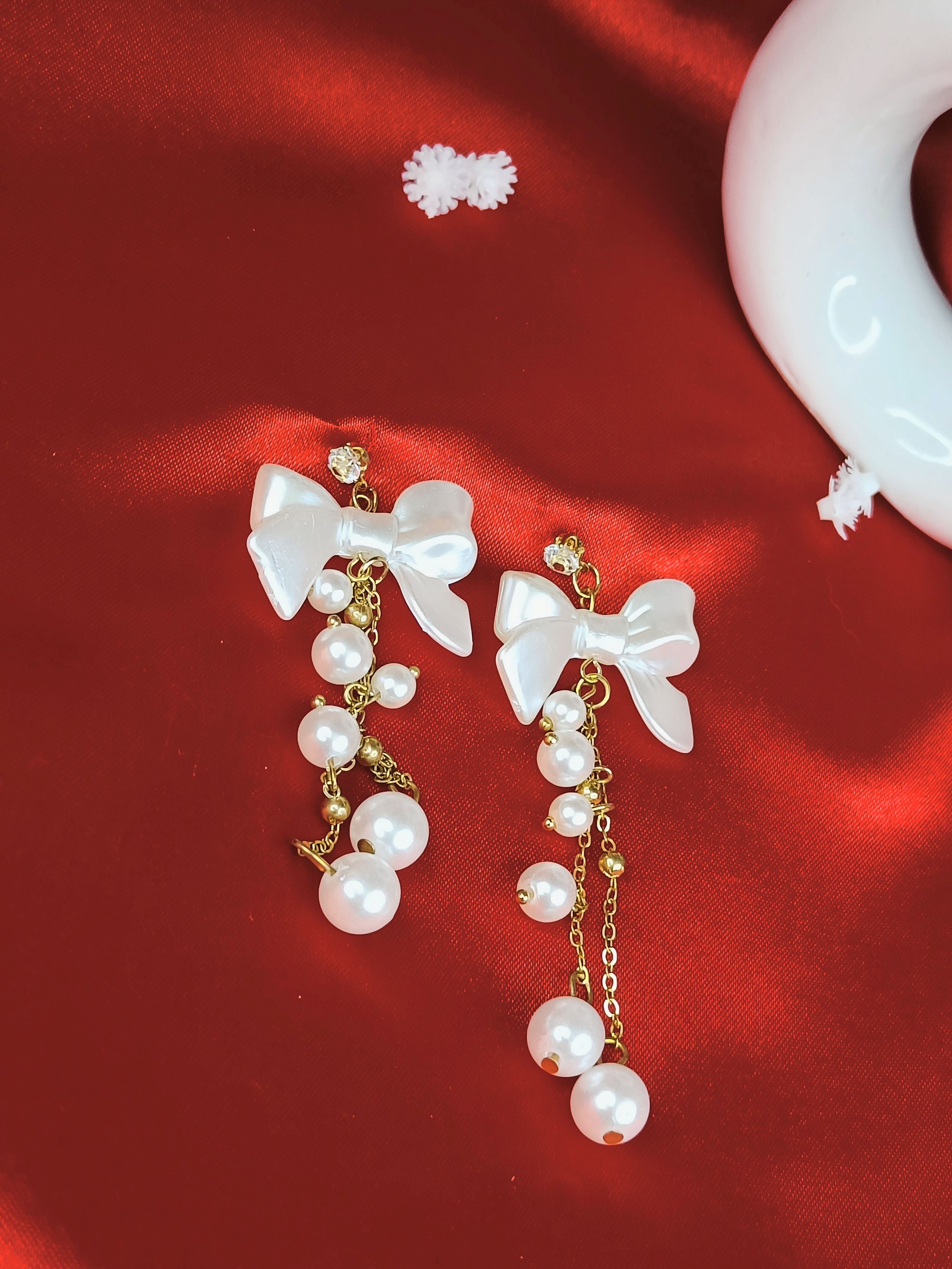 Pearly Bow Danglers