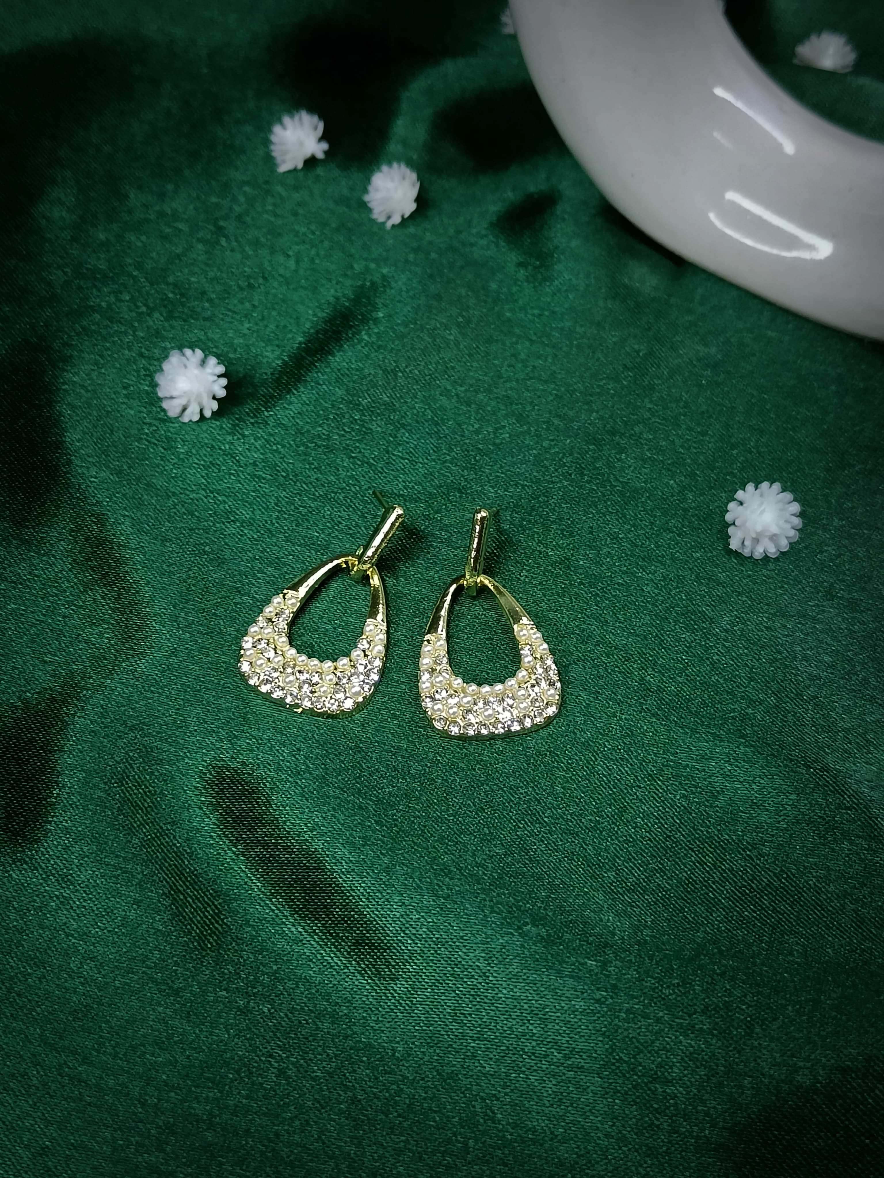 Pearl Embelished Golden Earrings