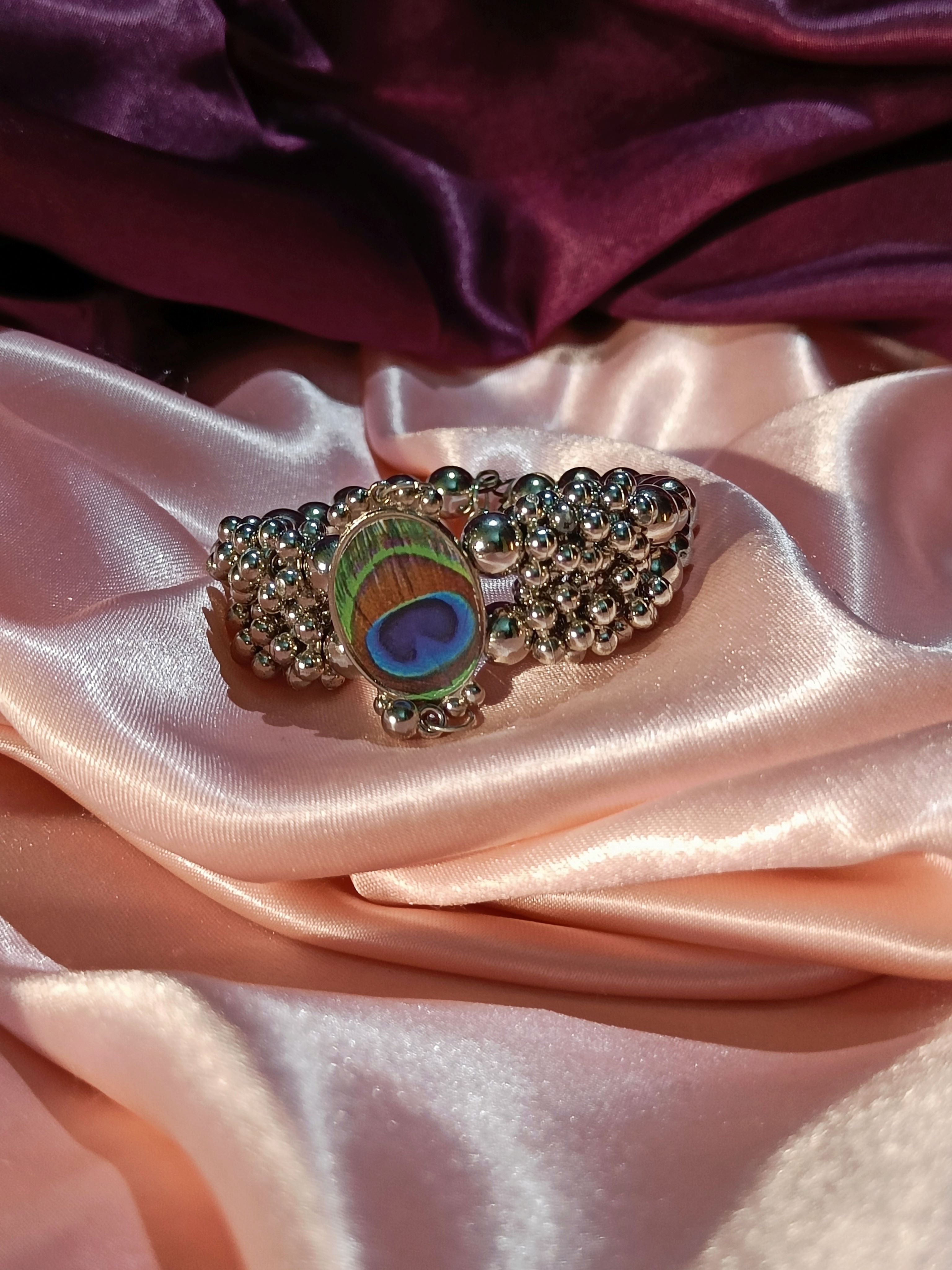 Peacock Silver Oxidized Bracelet