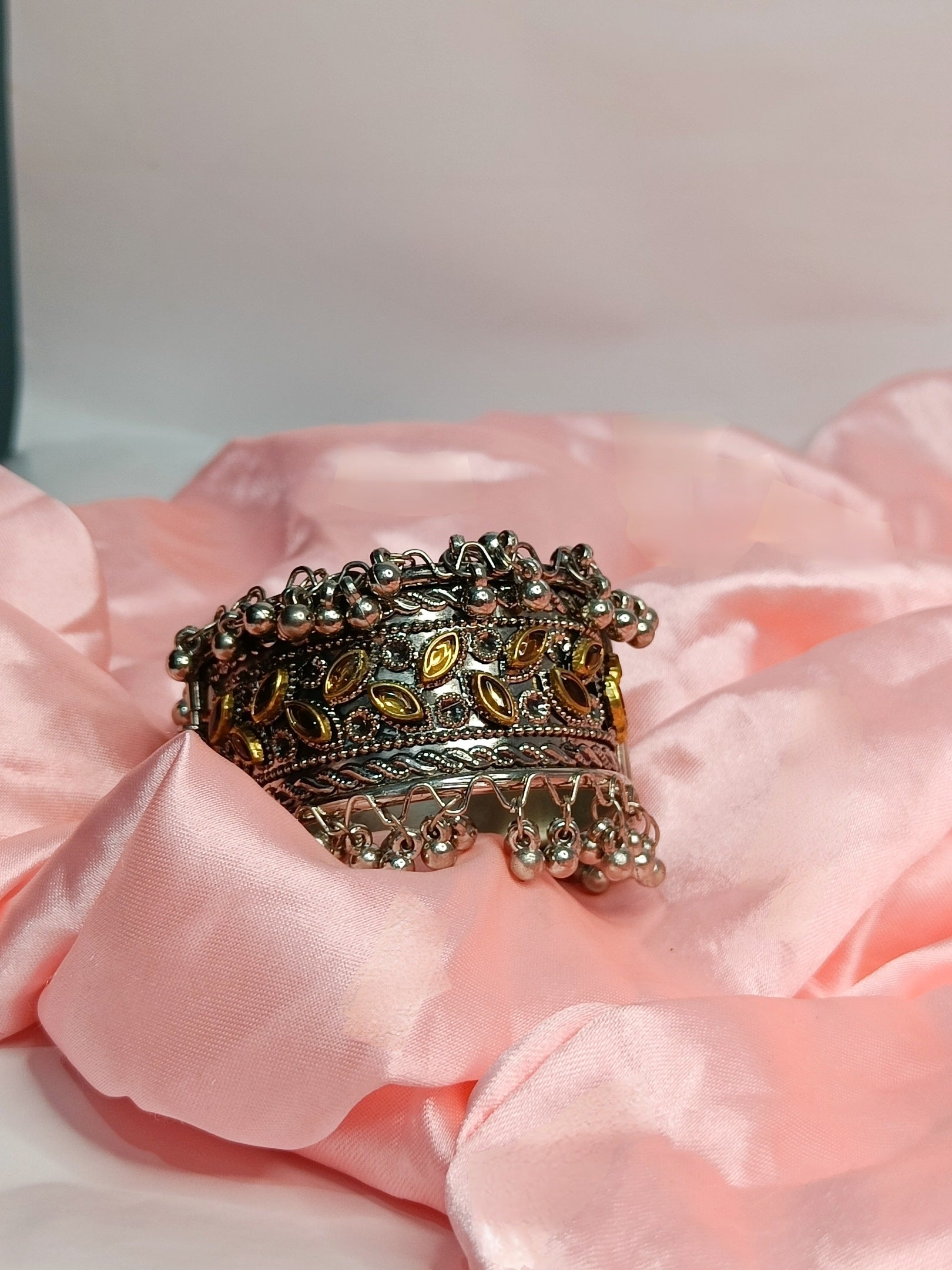 Golden Accent Oxidized Cuff Bracelet