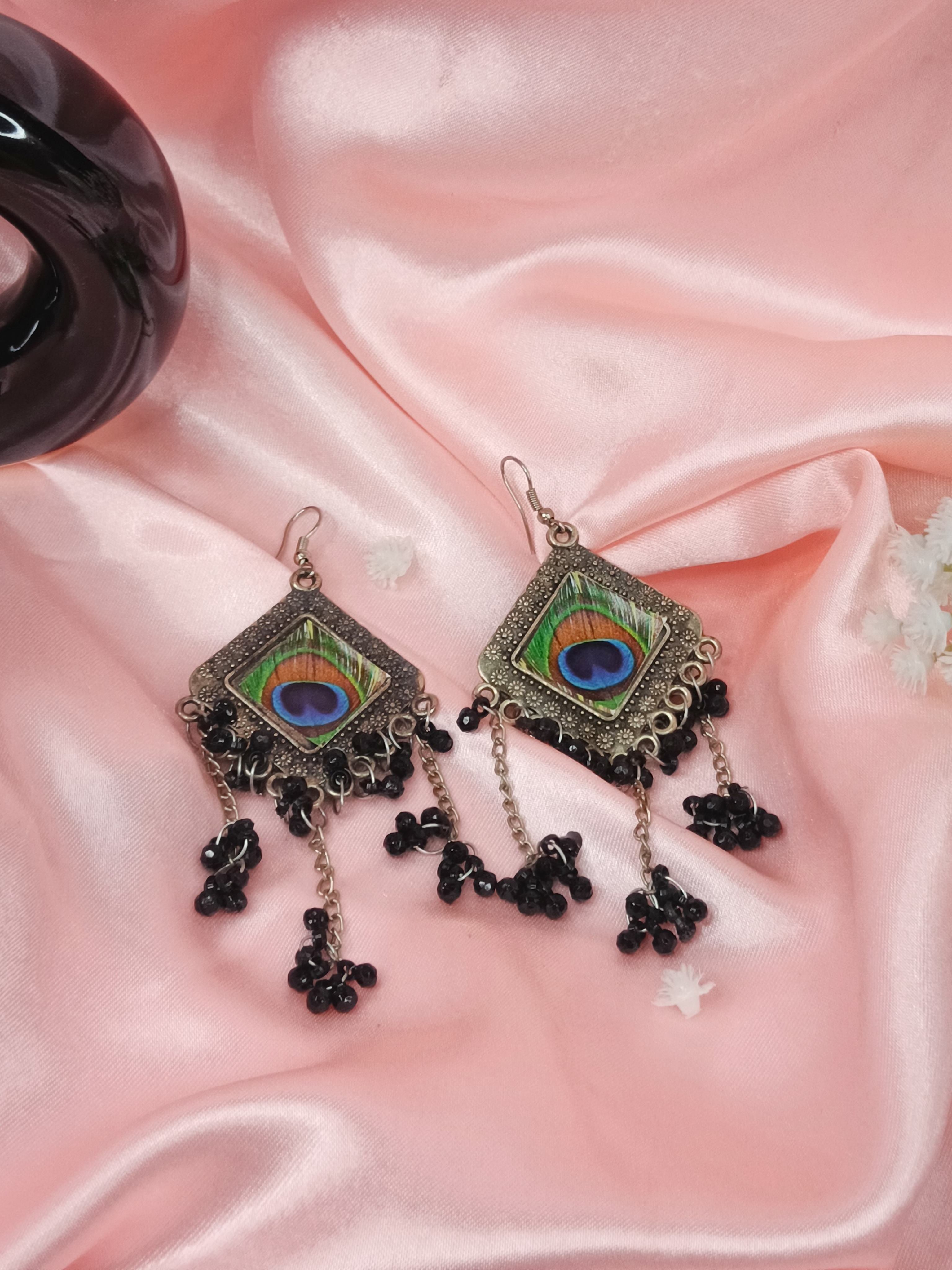 Peacock Oxidized Jhumki