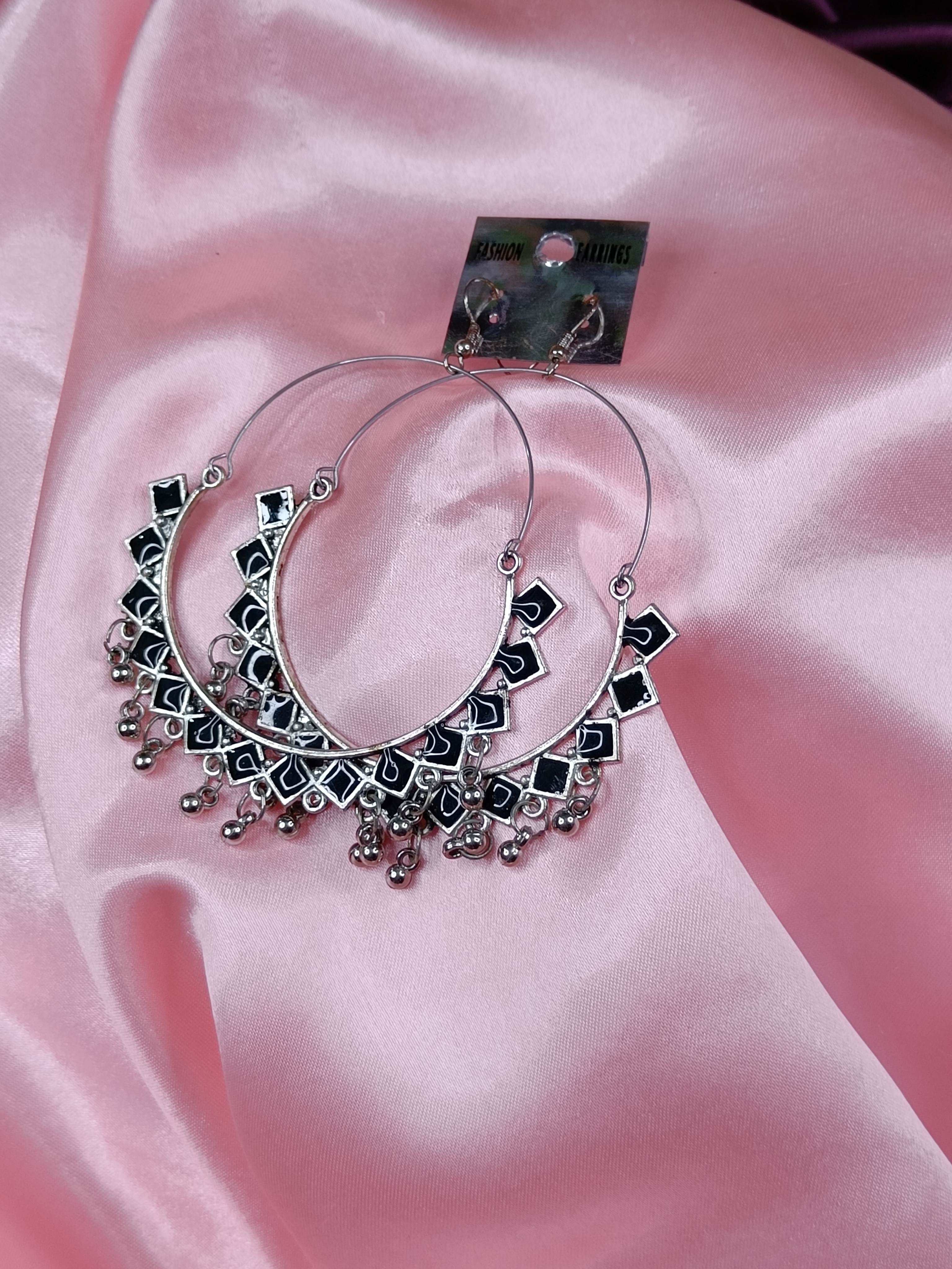 Black Stone Studded Chandbali