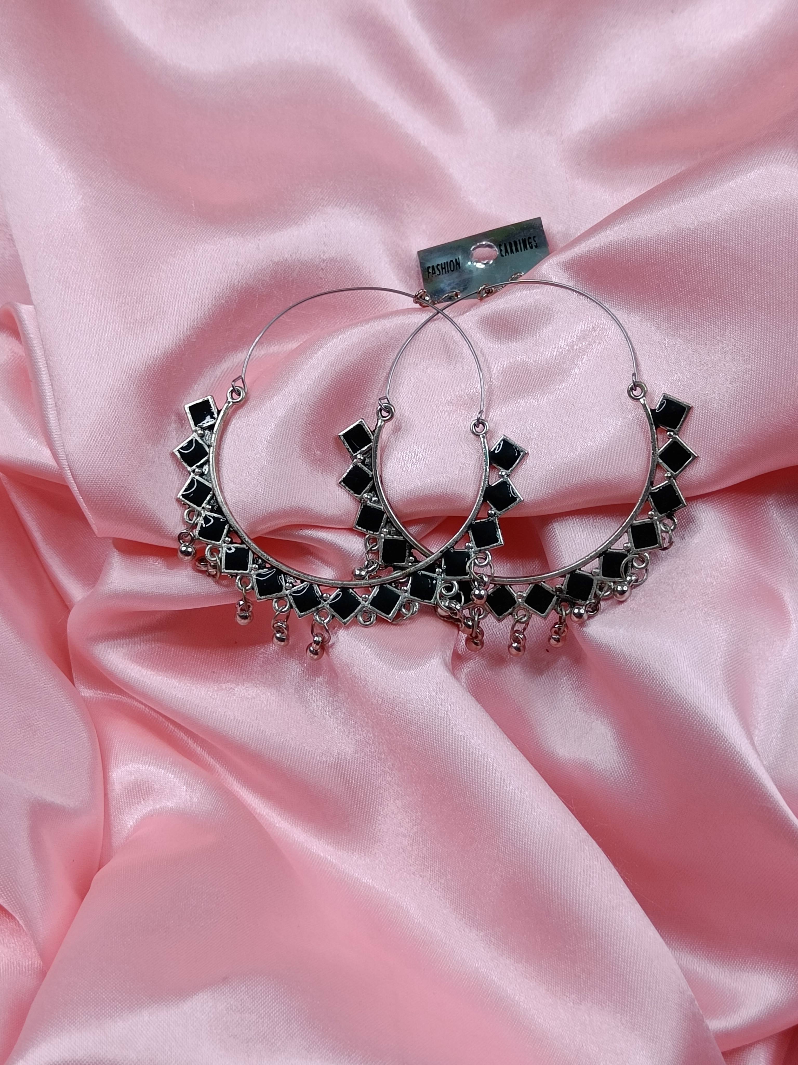 Black Stone Studded Chandbali