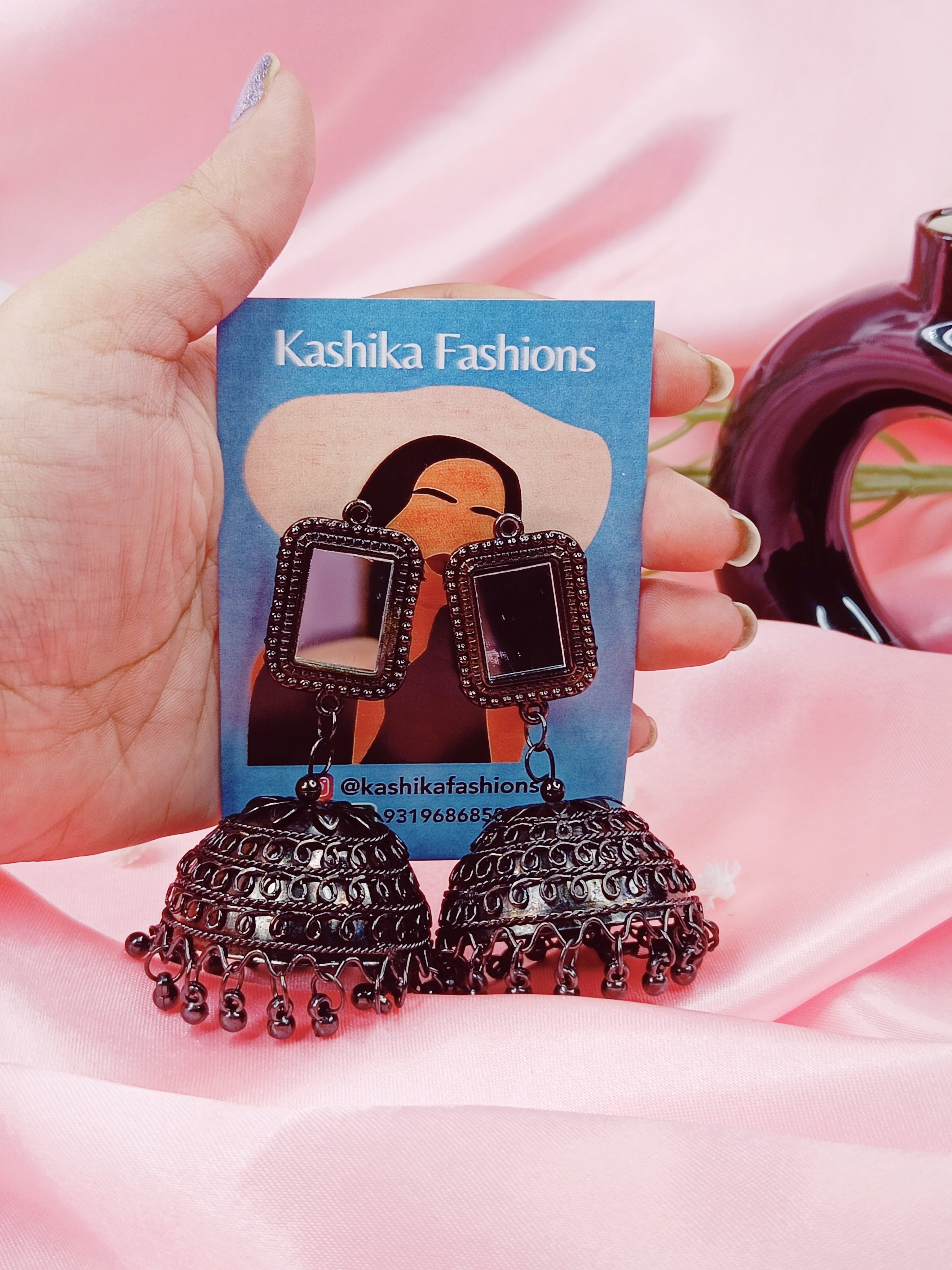 Black Forest Oversized Oxidised Jhumki