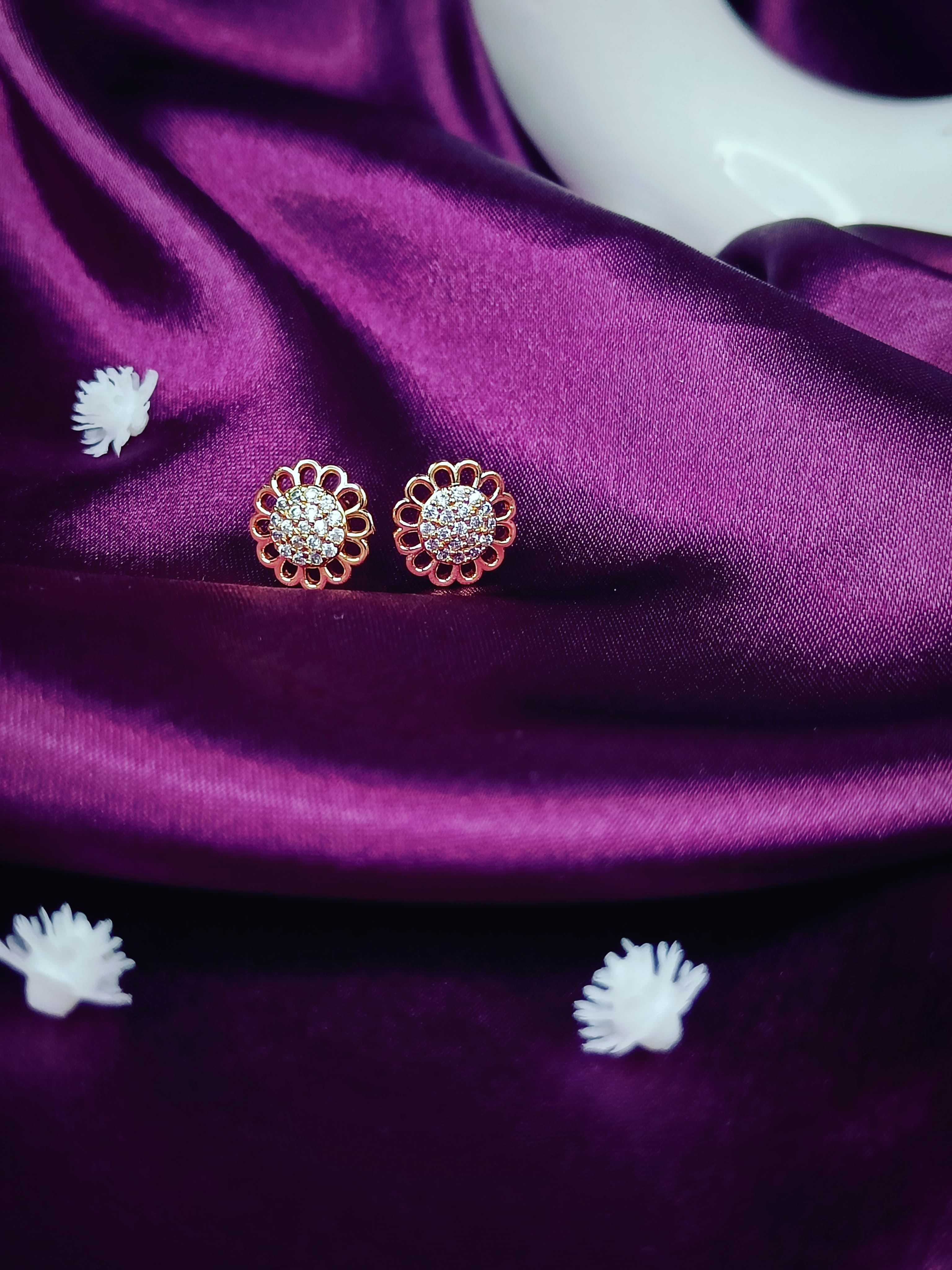 Chandni Raat - Rose Gold Moonlit CZ Studs