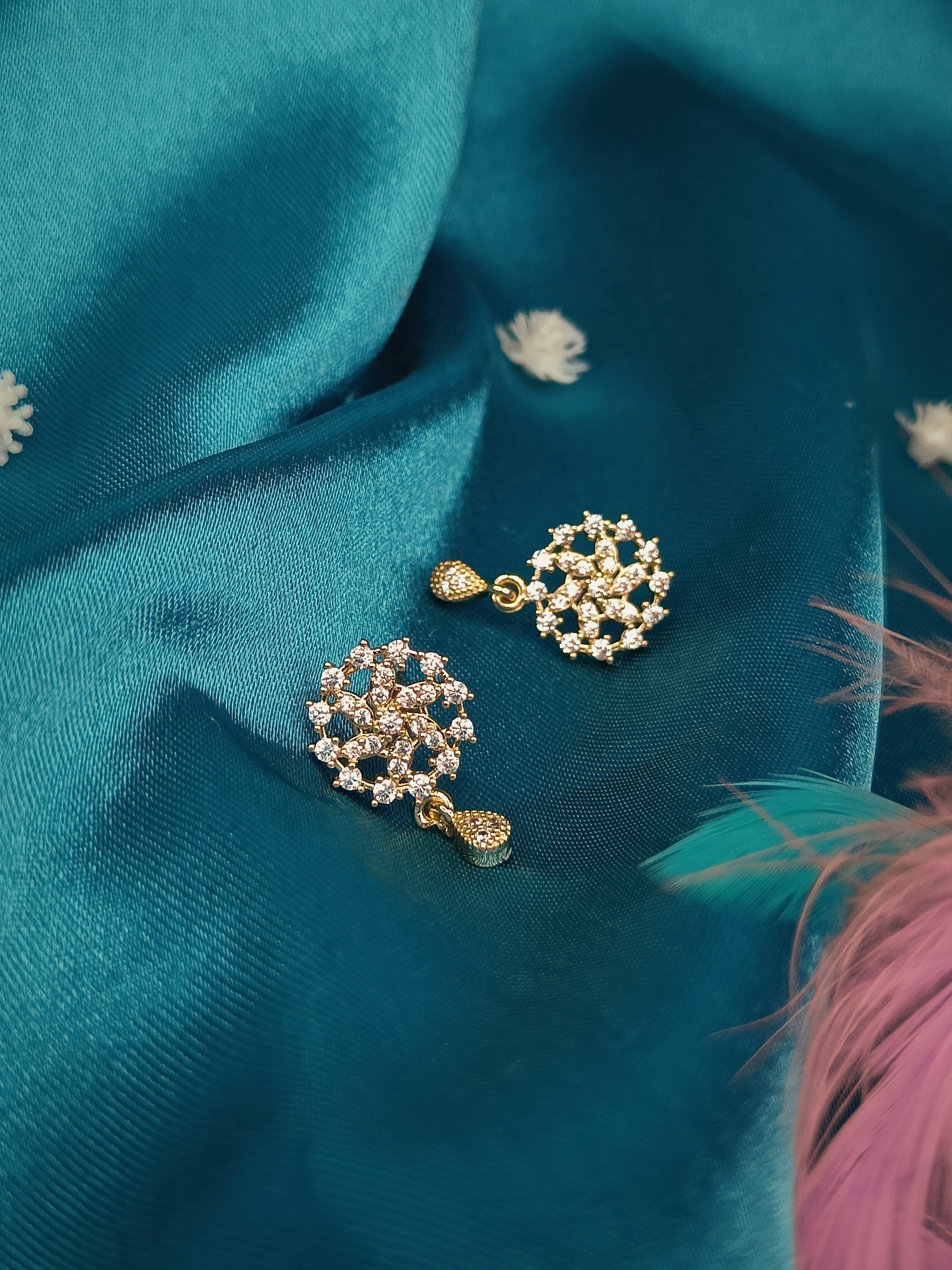 Dawn's Glow - Rose Gold Sun CZ Jhumkis