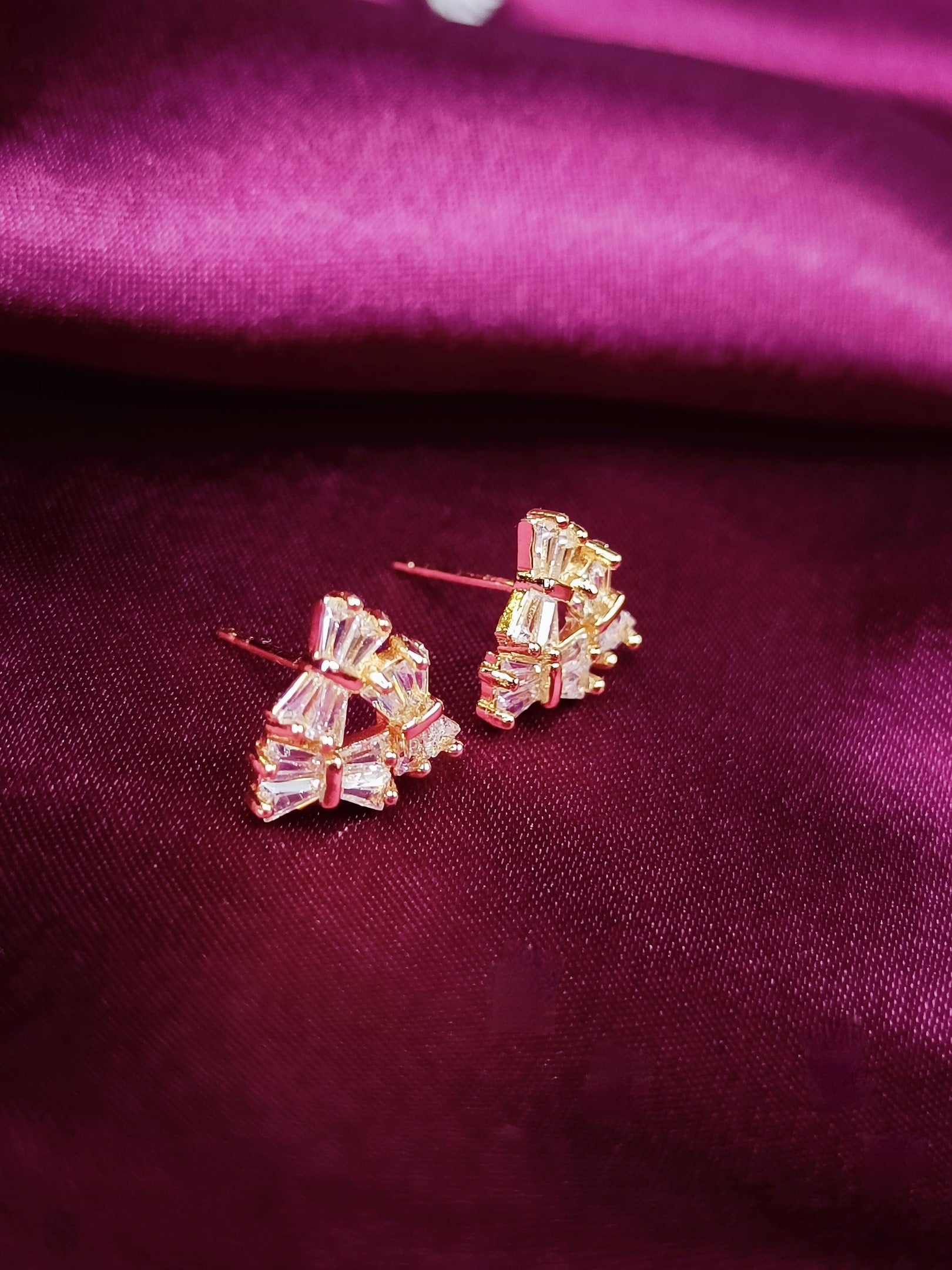 Love Triangle Crystal - Rose Gold Triangular CZ Studs