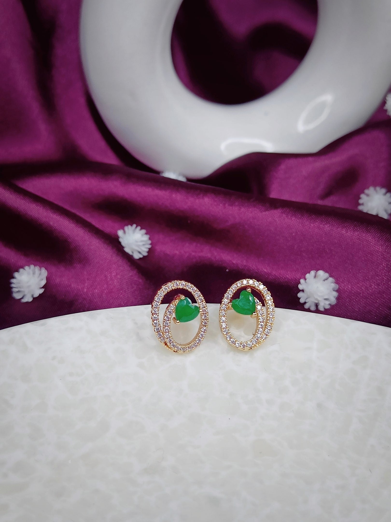 Ruby Dew - Rose Gold and Red Stone CZ Studs